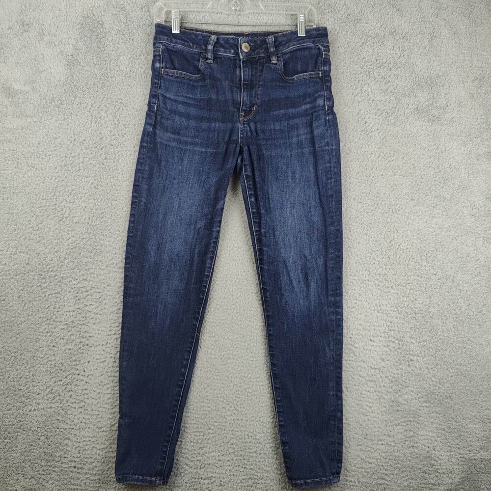 American Eagle Jeans Women's 8 Blue Denim Super Stretch X High Rise Jeggings